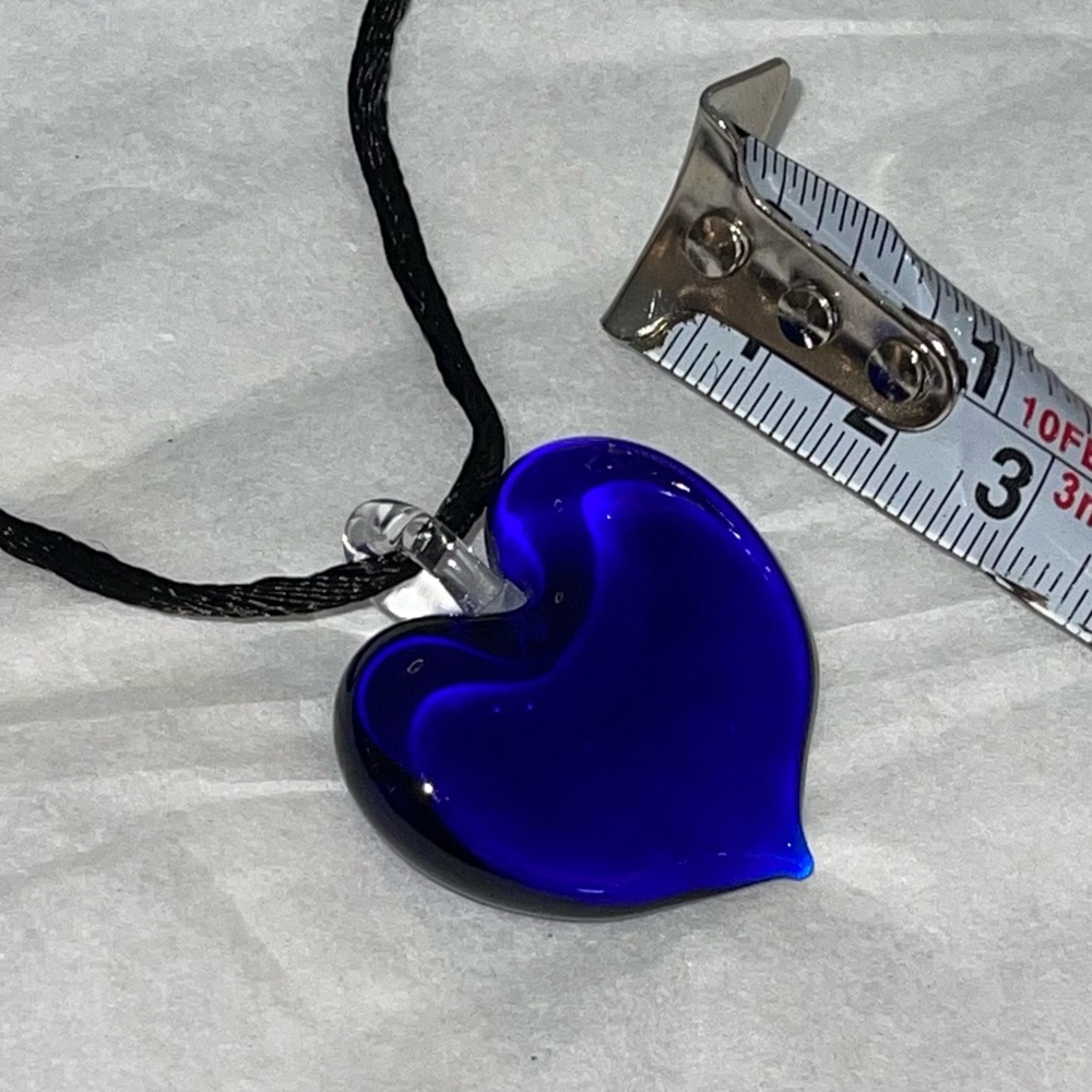 NWOT Italian Murano Glass Large Deep Purple Heart Pendant - Picture 8 of 12